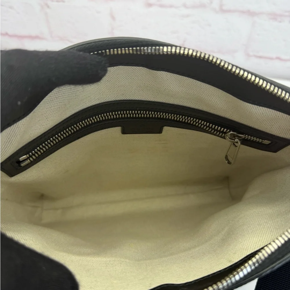 Gucci Black Gg Embossed Leather Messenger Bag